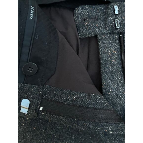 Talbots NWT Windsor dark brown black tweed wool wide leg trouser full length 14P - Picture 2 of 9